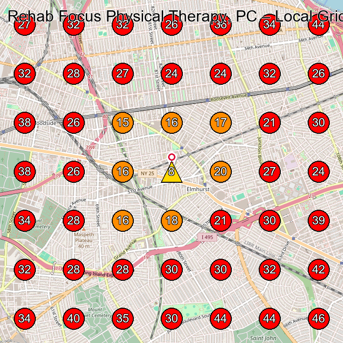 Rehab Focus Physical Therapy, PC GeoGrid visibility map for Physical Therapy Clinic in Queens